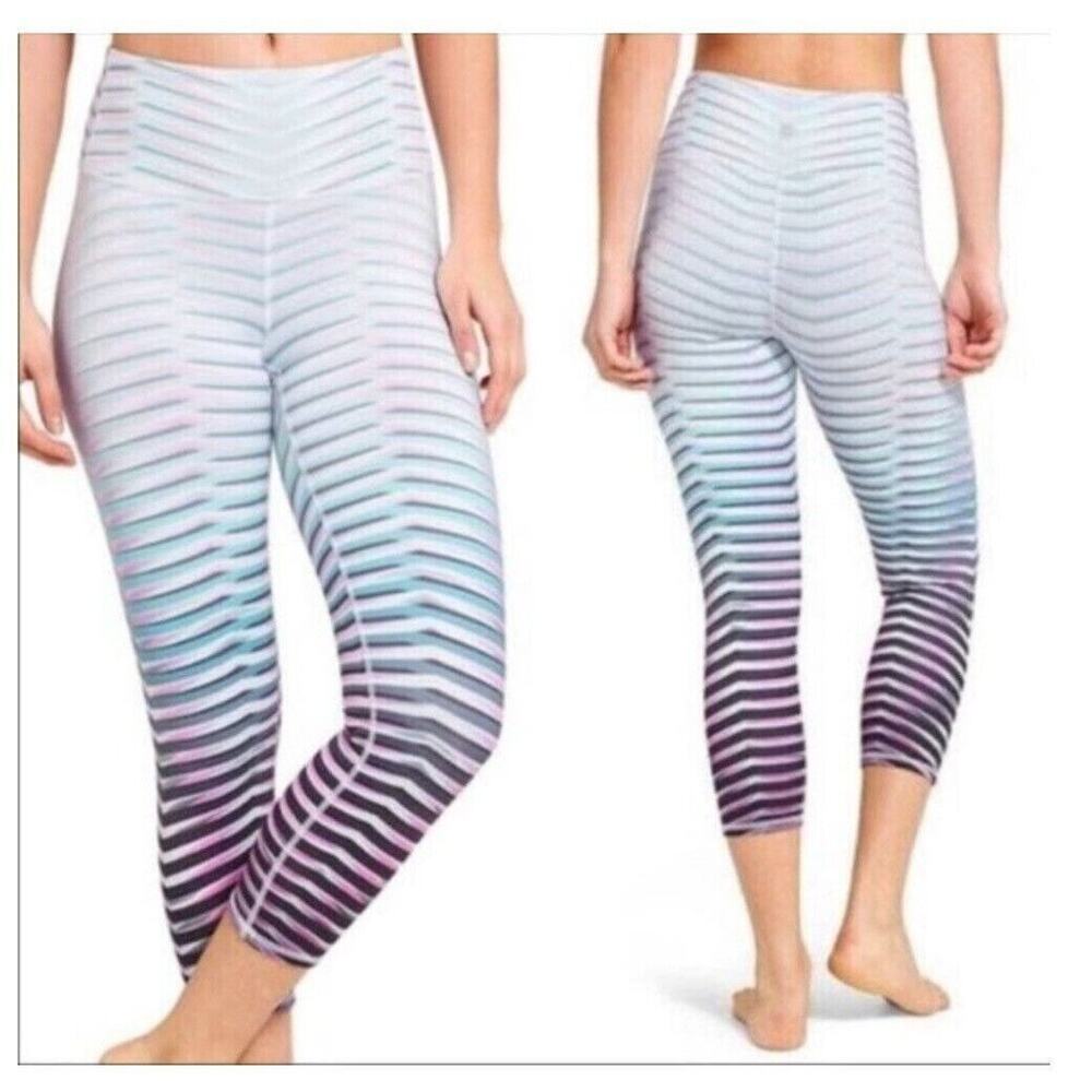 ATHLETA Prism Chaturanga High Rise Capri Leggings Stripe Size XXS